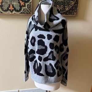 NWT size medium rain + rose gray & black cowl neck sweater